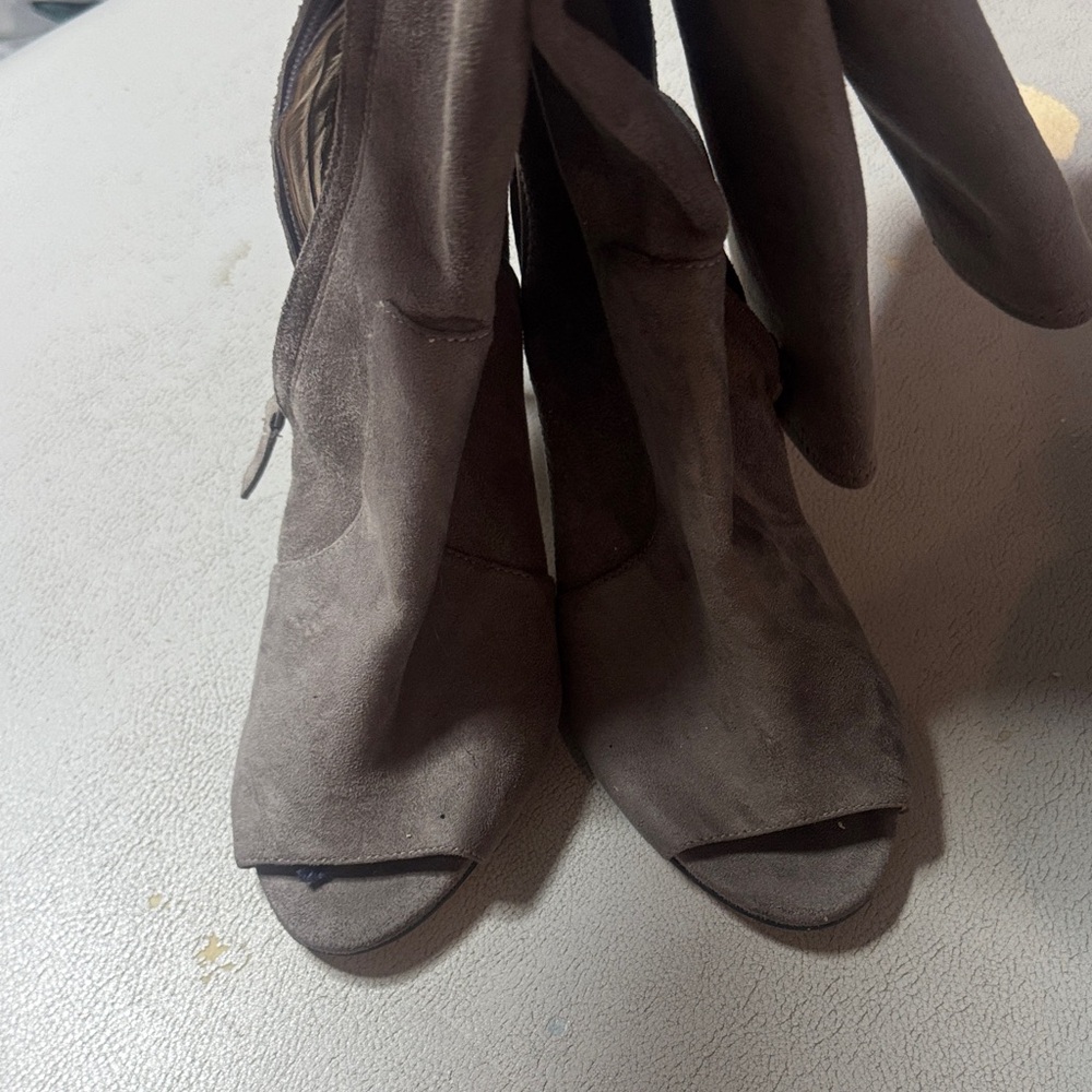 Nine West Taupe Heeled Boots